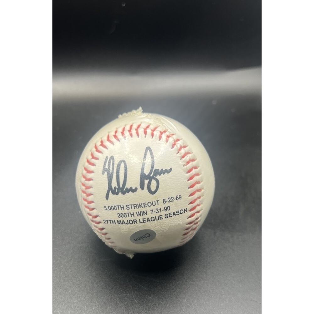 Nolan Ryan facsimile autograph‎ Ball Detailing Three Major Accomplishments New.